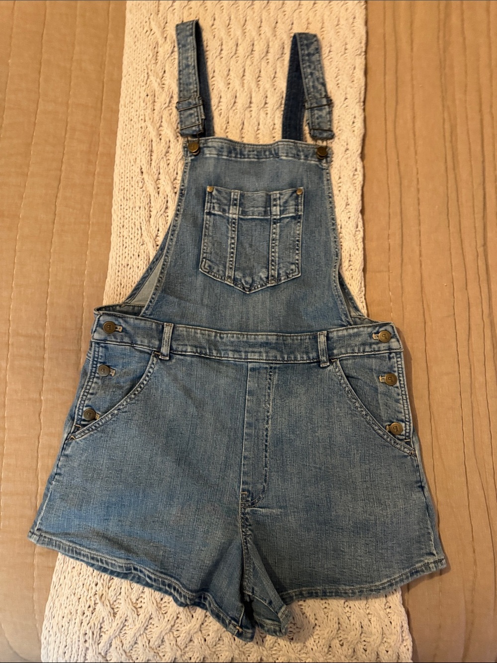 NWOT Pilcro Light Blue Denim Overall Shorts